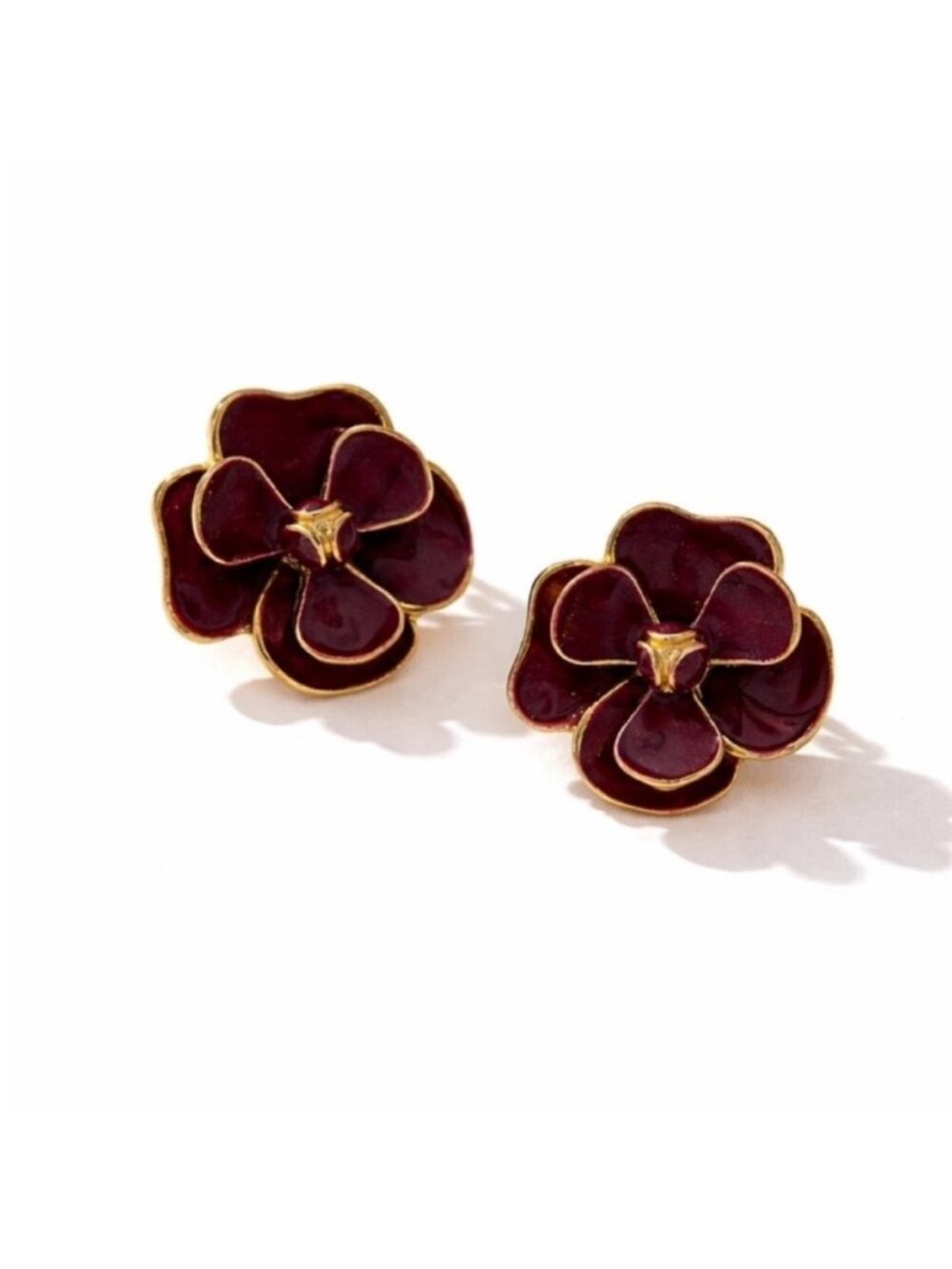 New! Amalie Wine Flower Post Earrings (2013) NWOT